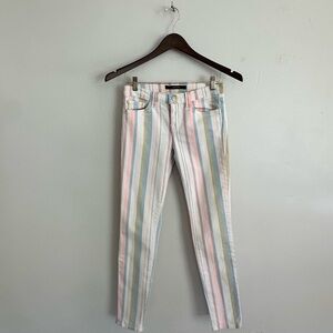 J Brand Striped Skinny Jeans Size 28 Pastel Multi-Color High Rise